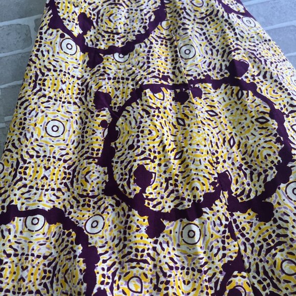 Womens New Francis Benedict Skirt Sz L Yellow Purple 100%Cotton - Picture 8 of 8